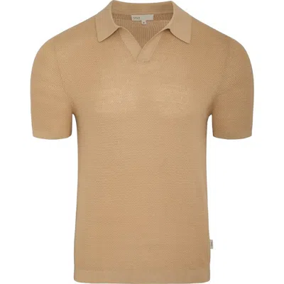 Onia Johnny Collar Cotton Textured Knit Polo In Neutral