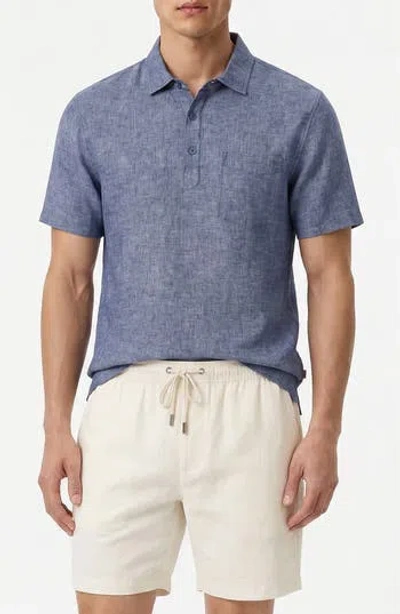 Onia Josh Linen & Cotton Blend Popover Shirt In Blue