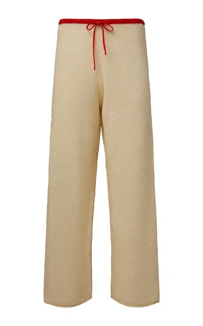 Onia Knit Linen Wide-leg Pants In Neutral