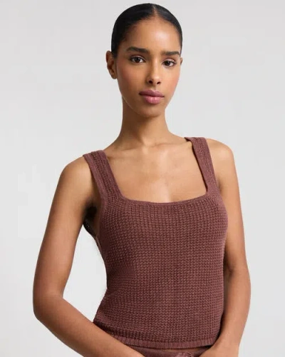 Onia Knit Square Neck Tank In Brown