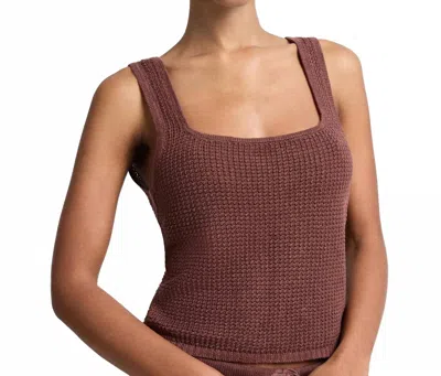 Onia Knit Square Neck Tank In Brown