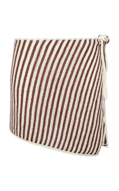 Onia Knitted Linen Mini Sarong In Brown