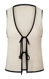 Onia Linen Knit Tie Front Tank Top In Metallic
