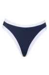 Onia Lana Bikini Bottom In Deep Navy/white