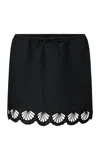 Onia Air Linen Scallop Mini Skirt In Black