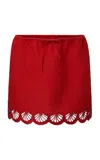 Onia Air Linen-blend Scallop Mini Skirt In Red