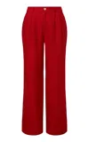Onia Air Linen Pleated Trouser In Red
