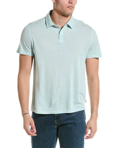 Onia Linen-blend Polo Shirt In Blue