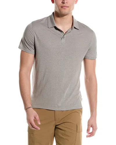 Onia Linen-blend Polo Shirt In Grey