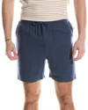 Onia Classic Pull On Linen Shorts 6 Vintage Indigo In Blue