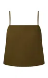 Onia Linen-blend Top In Dark Green
