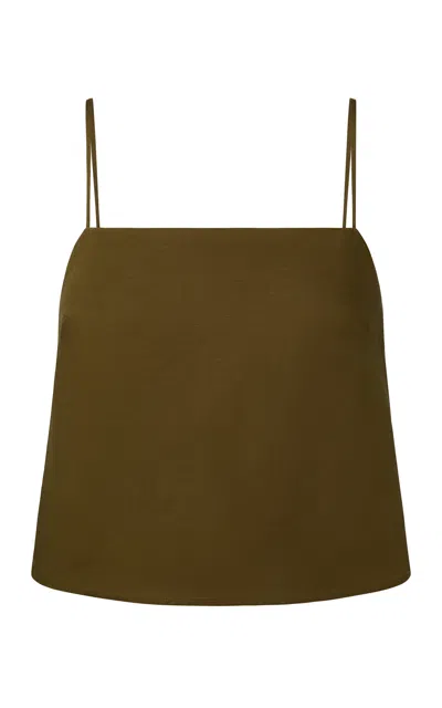 Onia Linen-blend Top In Dark Green