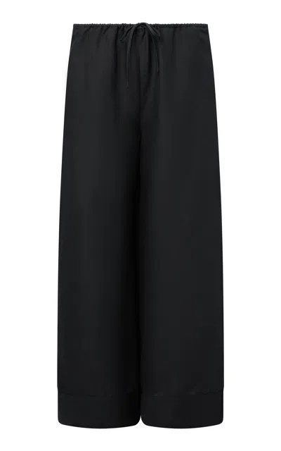 Onia Linen-blend Wide-leg Pants In Black