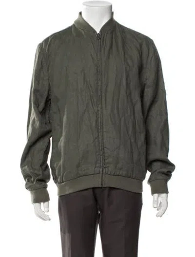 Pre-owned Onia Linen Bomber Jacket In Green