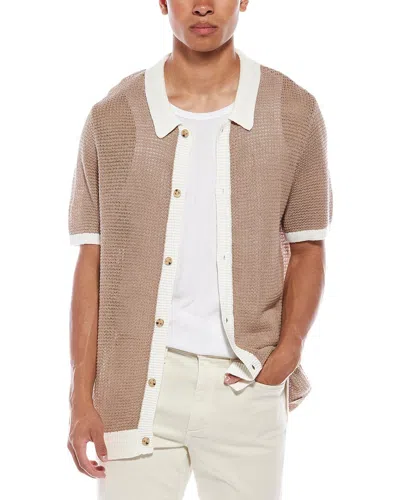 Onia Linen Button-up Sweater In Brown