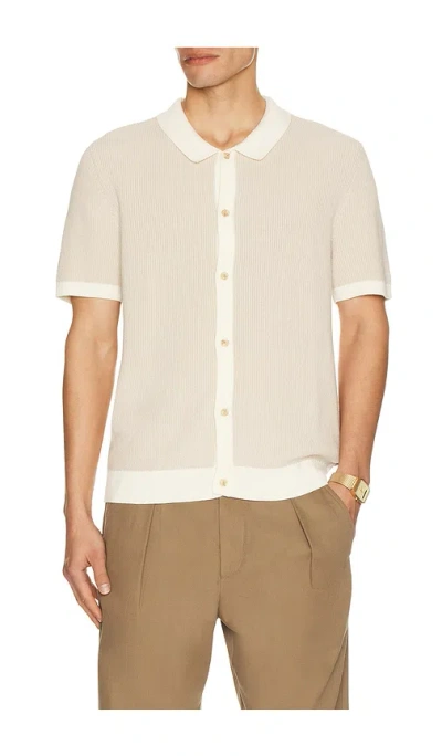 Onia Linen Button Up Sweater Shirt In Stone & Egret