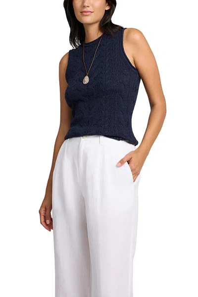 ONIA LINEN CABLE KNIT TANK TOP IN NOIR NAVY, WOMEN'S AT URBAN OUTFITTERS