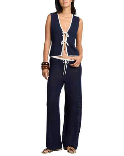 Onia Linen Drawstring Pant In Blue