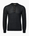 Onia Linen Henley Sweater In Gunmetal