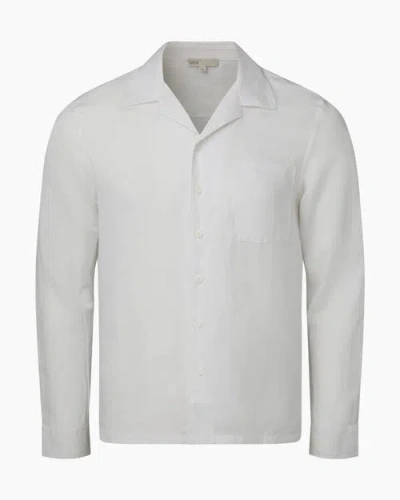 Onia Linen Home Long Sleeve Camp Shirt In White
