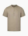 Onia Linen Home Short Sleeve Henley In Cashew