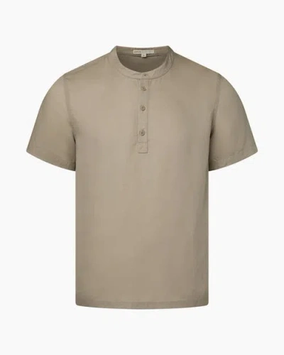 Onia Linen Home Short Sleeve Henley In Cashew