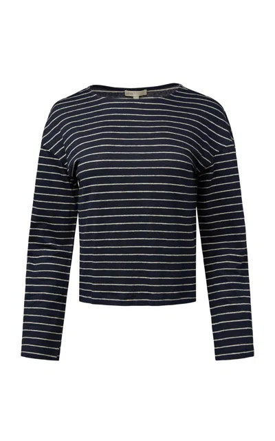 Onia Linen Jersey Boatneck Top In Blue