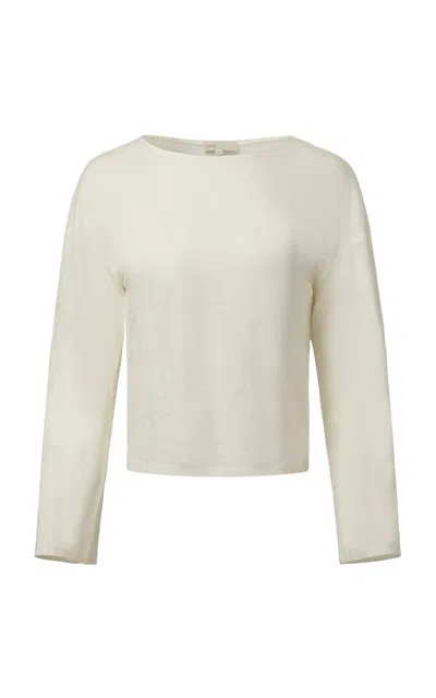 Onia Linen Jersey Boatneck Top In White