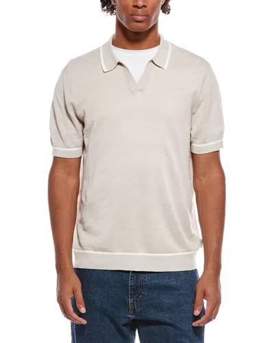 Onia Linen Johnny Collar Polo Sweater In Transparent
