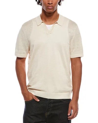 Onia Linen Johnny Collar Polo Sweater In Neutral