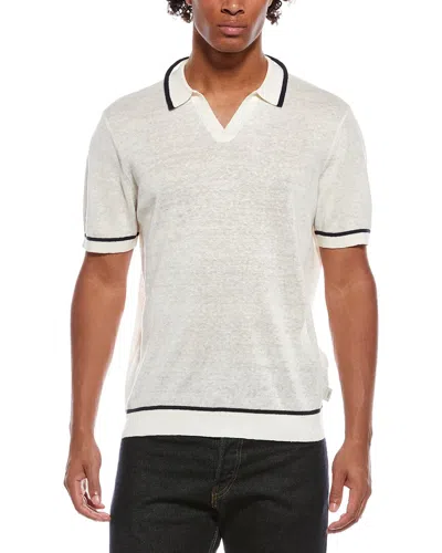 Onia Linen Johnny Collar Polo Sweater In White