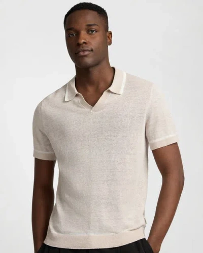 Onia Linen Johnny Collar Polo In White