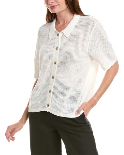 Onia Linen Knit Button Up In White
