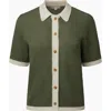 Onia Linen Knit Button Up In Sea Spray/white