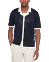 Onia Linen Knit Camp Shirt In Blue