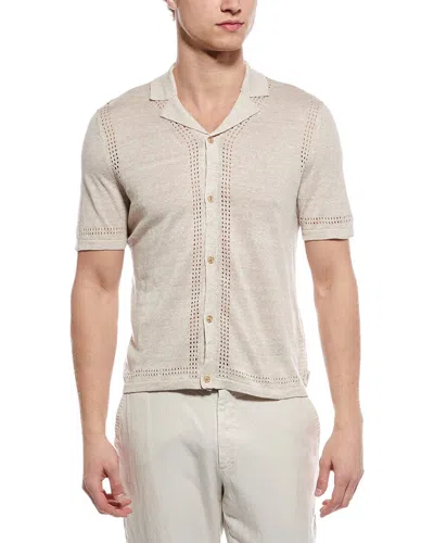 Onia Linen Knit Camp Shirt In Gray