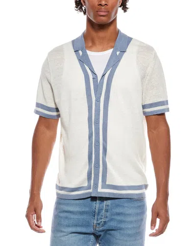 Onia Linen Knit Camp Shirt In White