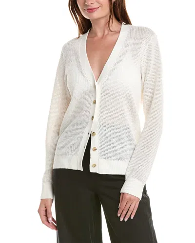 Onia Linen Knit Cardigan In White