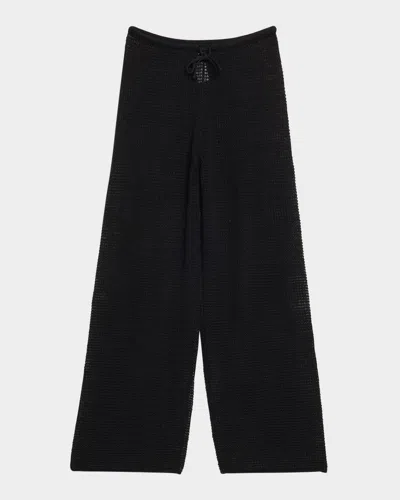 Onia Linen Knit Drawstring Pants In Black