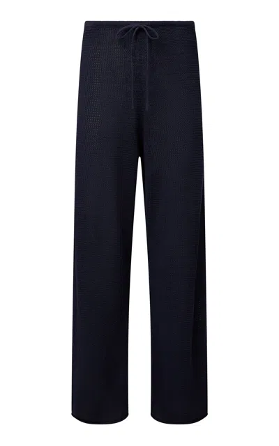 Onia Linen Knit Drawstring Pants In Blue