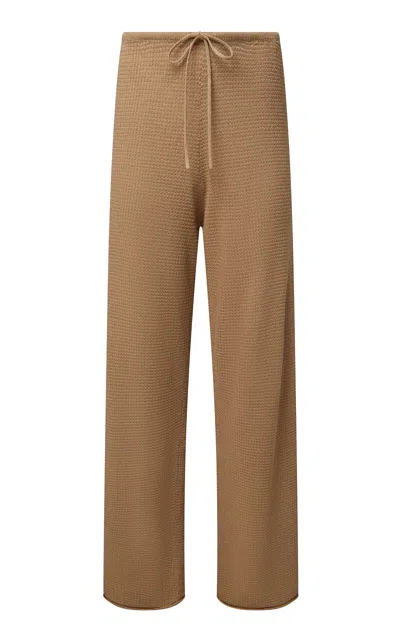 Onia Linen Knit Drawstring Trousers In Brown