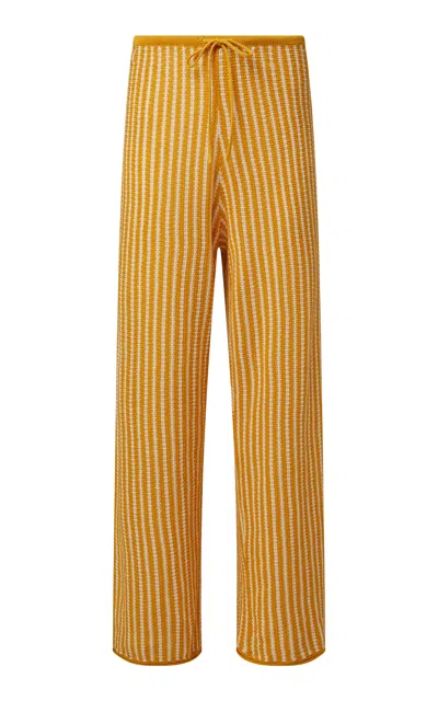 Onia Linen Knit Drawstring Trousers In Yellow