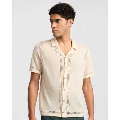 Onia Linen Knit Eyelet Camp Shirt In Neutral