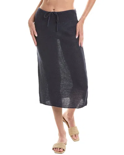 Onia Linen Knit Low Rise Midi Skirt In Blue