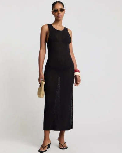 Onia Linen Knit Low Scoop Back Maxi Dress In Black