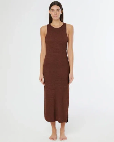 Onia Linen Knit Scoop Back Maxi Dress In Brown