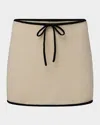 Onia Air Linen-blend Mini Skirt In Birch Black