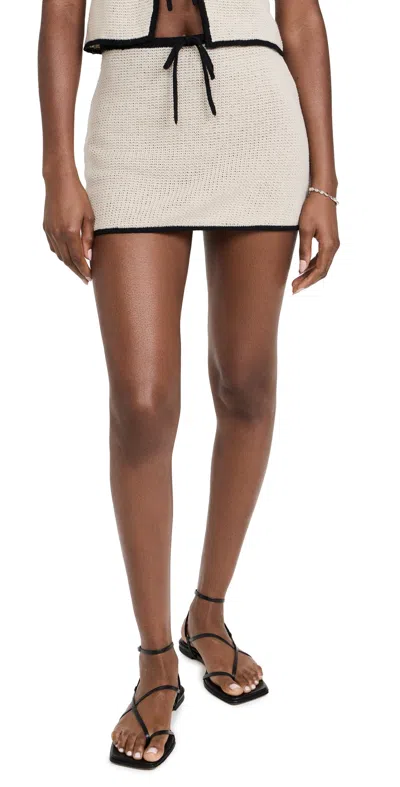 Onia Linen Knit Mini Skirt Birch/black