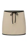 Onia Linen Knit Mini Skirt In Birch/black
