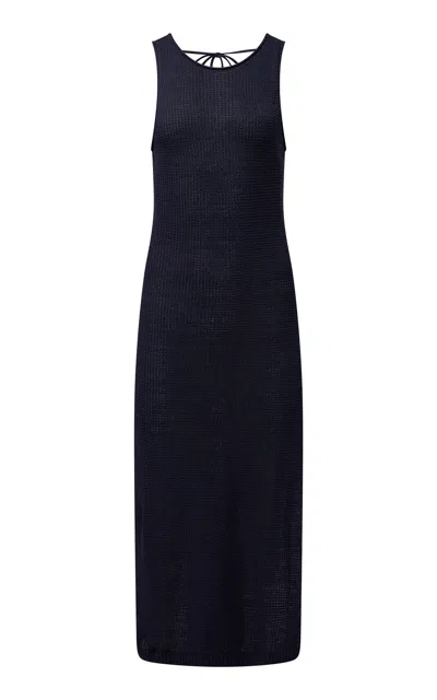 Onia Linen Knit Scoop Back Maxi Dress In Black